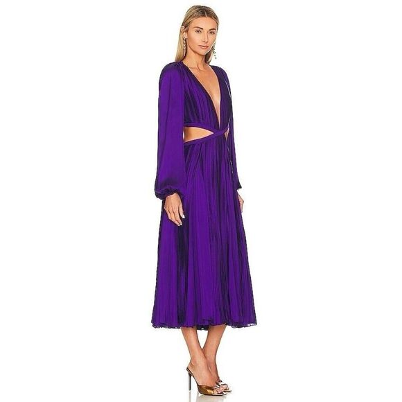 NWT Rococo Sand Cassi Long Sleeve Midi Dress Cut Out Purple Small - Picture 2 of 12
